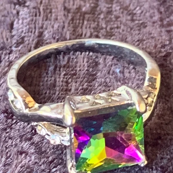 Faux Mystic Topaz and Diamond Ring - Picture 3 of 7